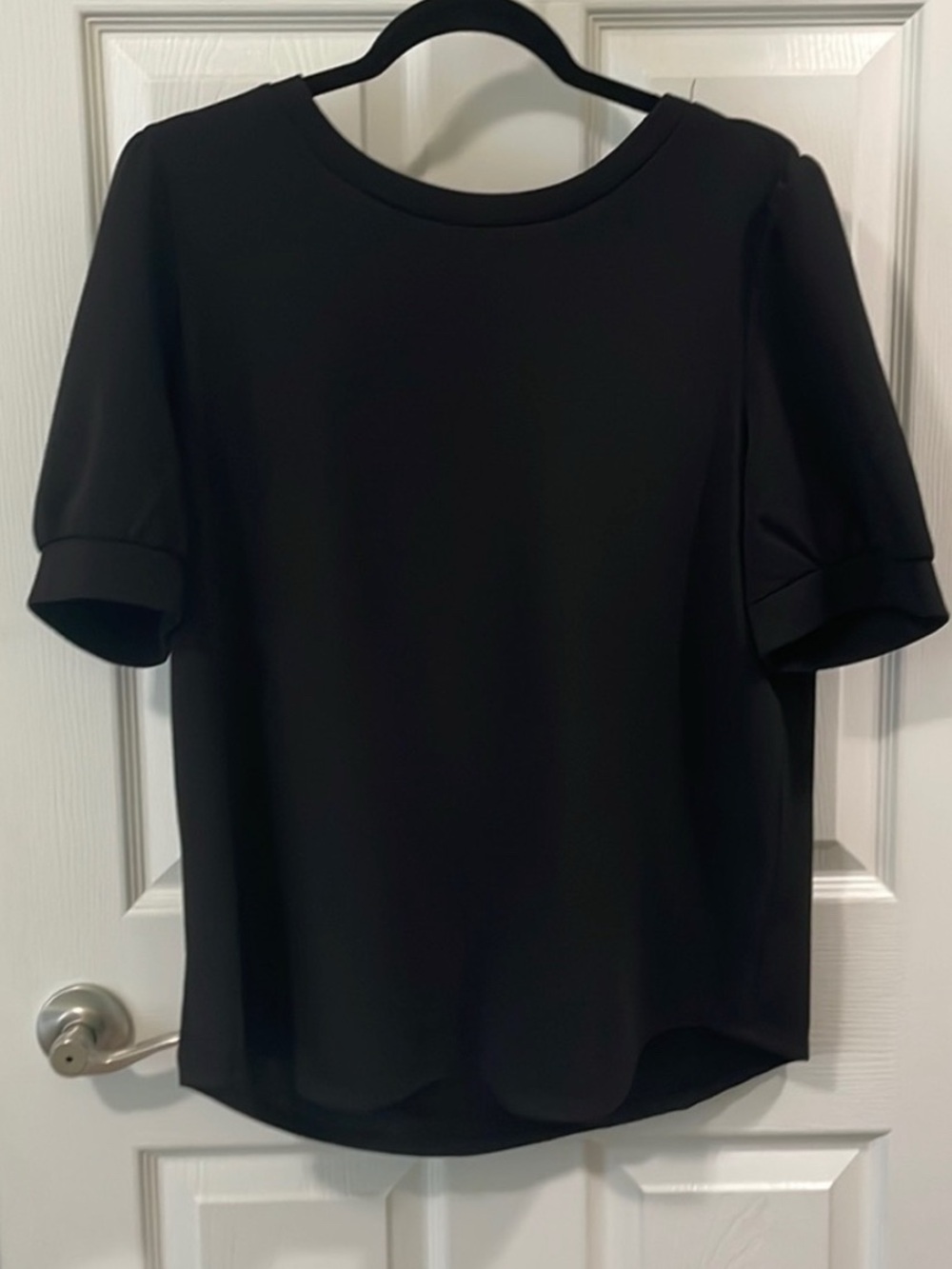 Adrianna Papell Black Short-Sleeve Crewneck Top